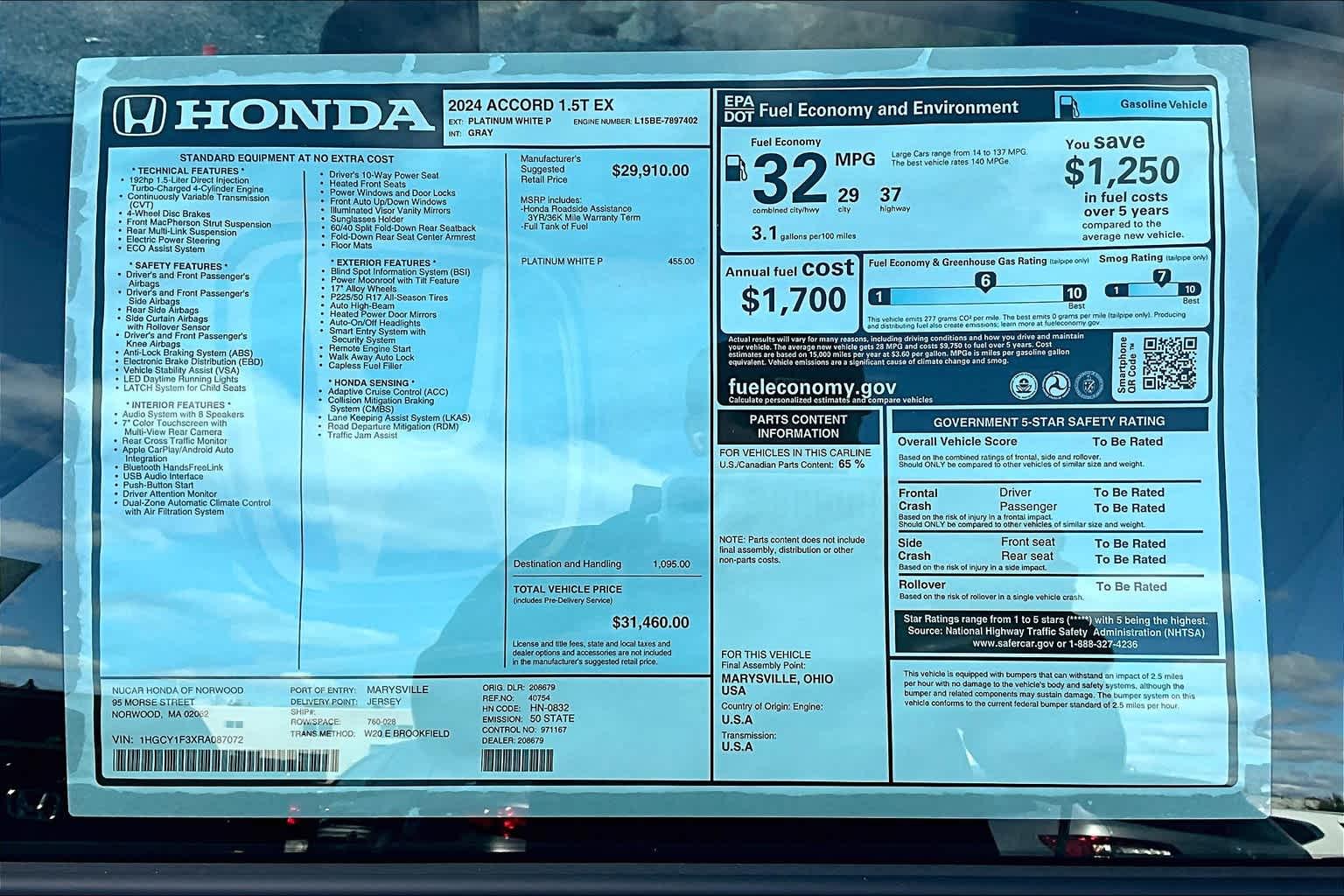 2024 Honda Accord EX - Photo 16