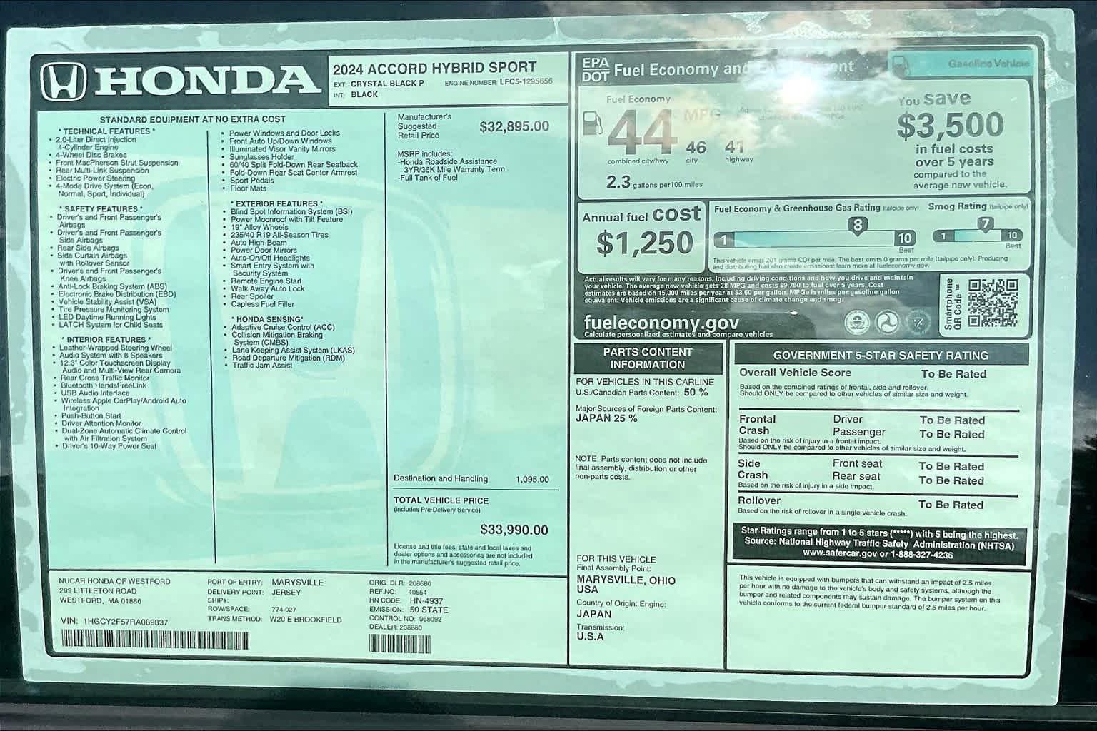 2024 Honda Accord Hybrid Sport - Photo 16